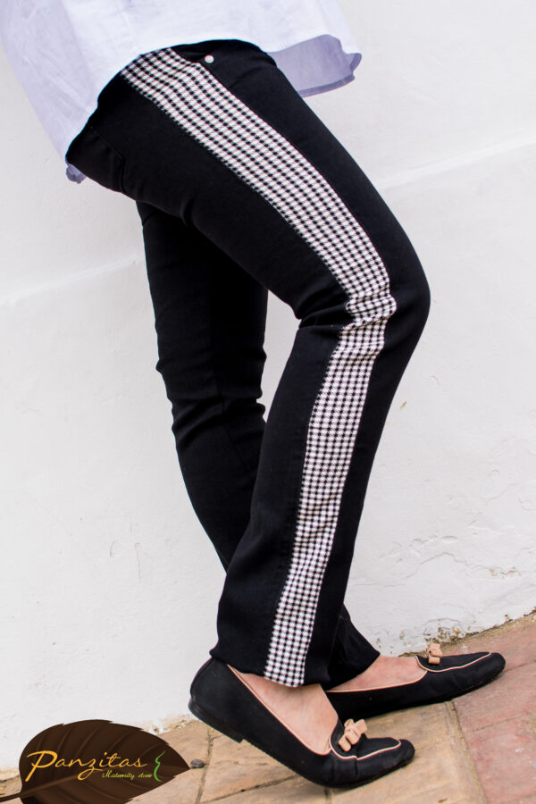 Jeans Materno Negro Con Franja